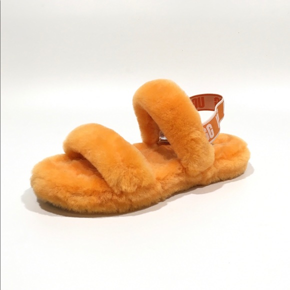 UGG OH YEAH PLUSH SLIDES ORANGE WOMEN 7 /YOUTH 5 - Picture 4 of 5